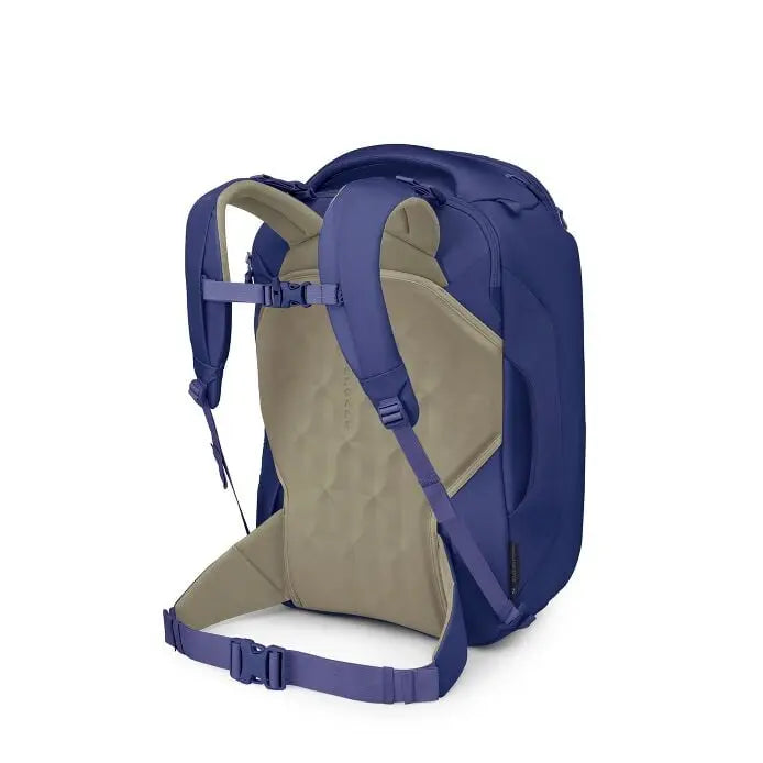 Osprey Sojourn Porter 46L (2026) - rear harness and hipbelt, shown in Deep Fig
