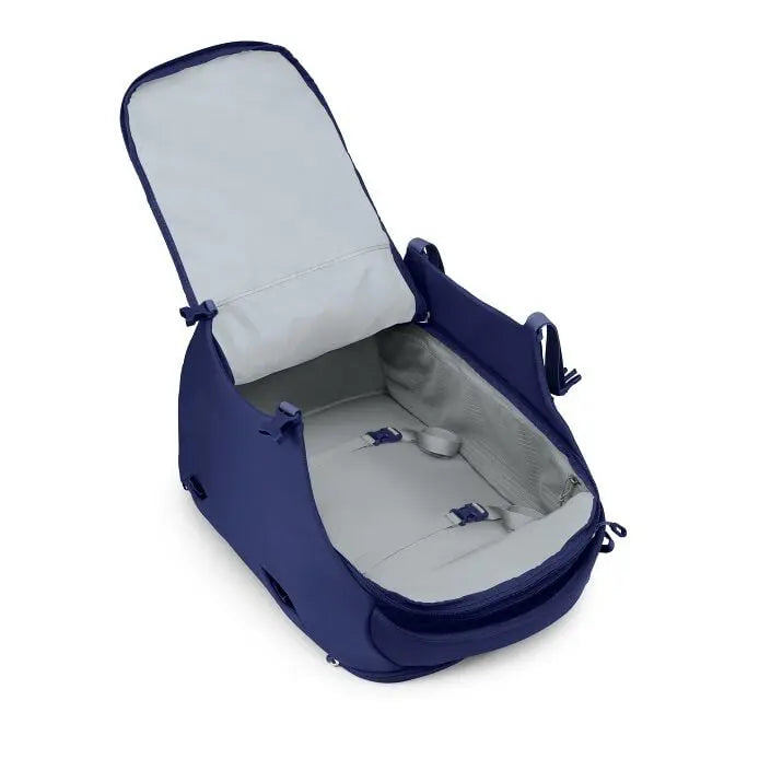 Osprey Sojourn Porter 46L (2026) - open main compartment, shown in Deep Fig