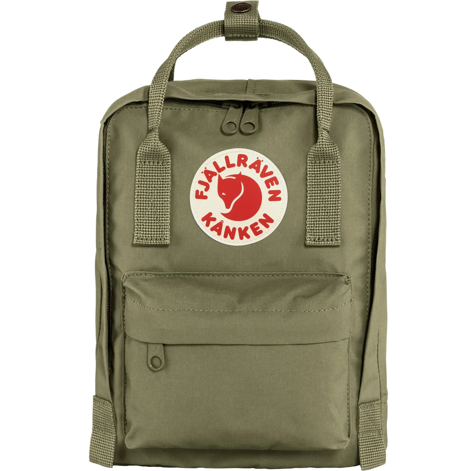 Fjallraven Kanken Mini in Green, front view on white