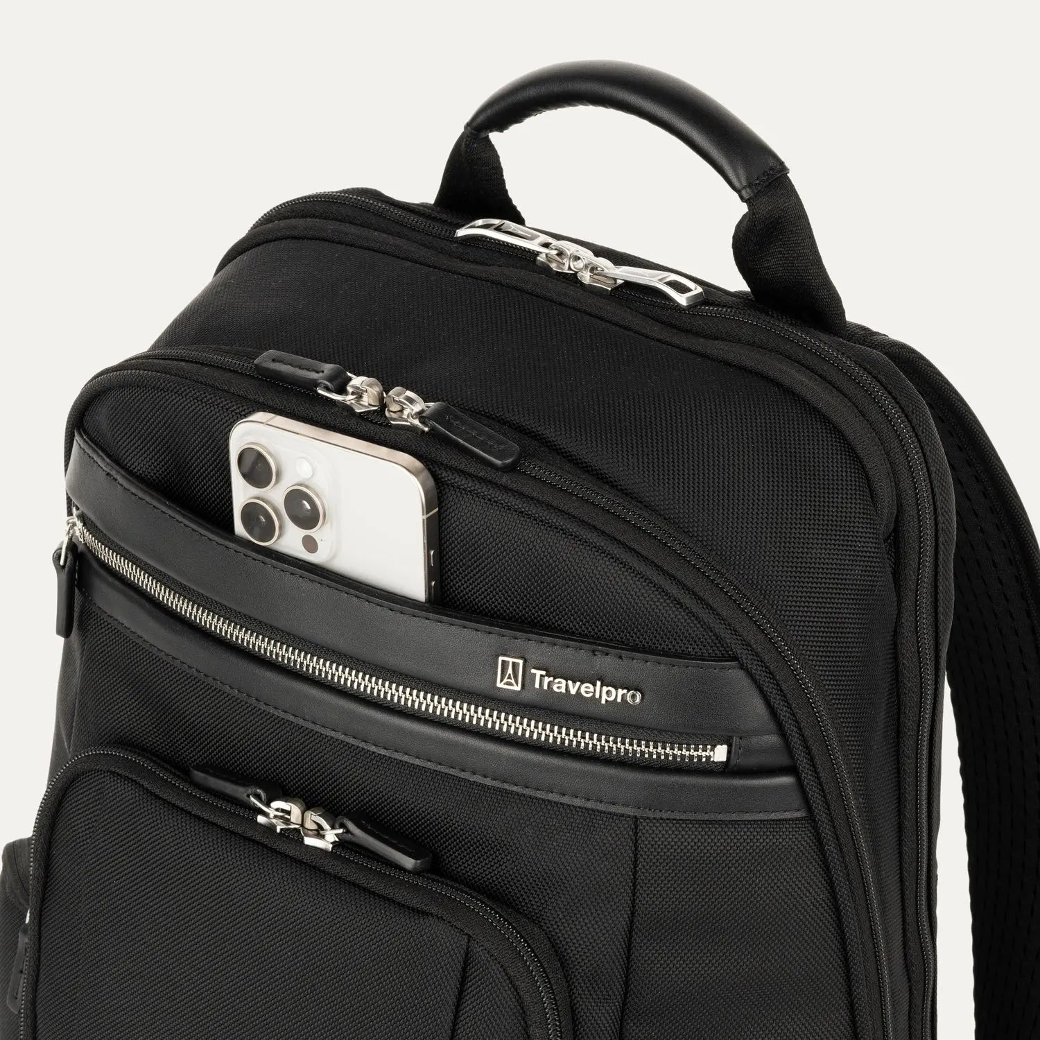 Travelpro Platinum Elite Business Laptop Backpack 27L in Black - QuickSlip pocket