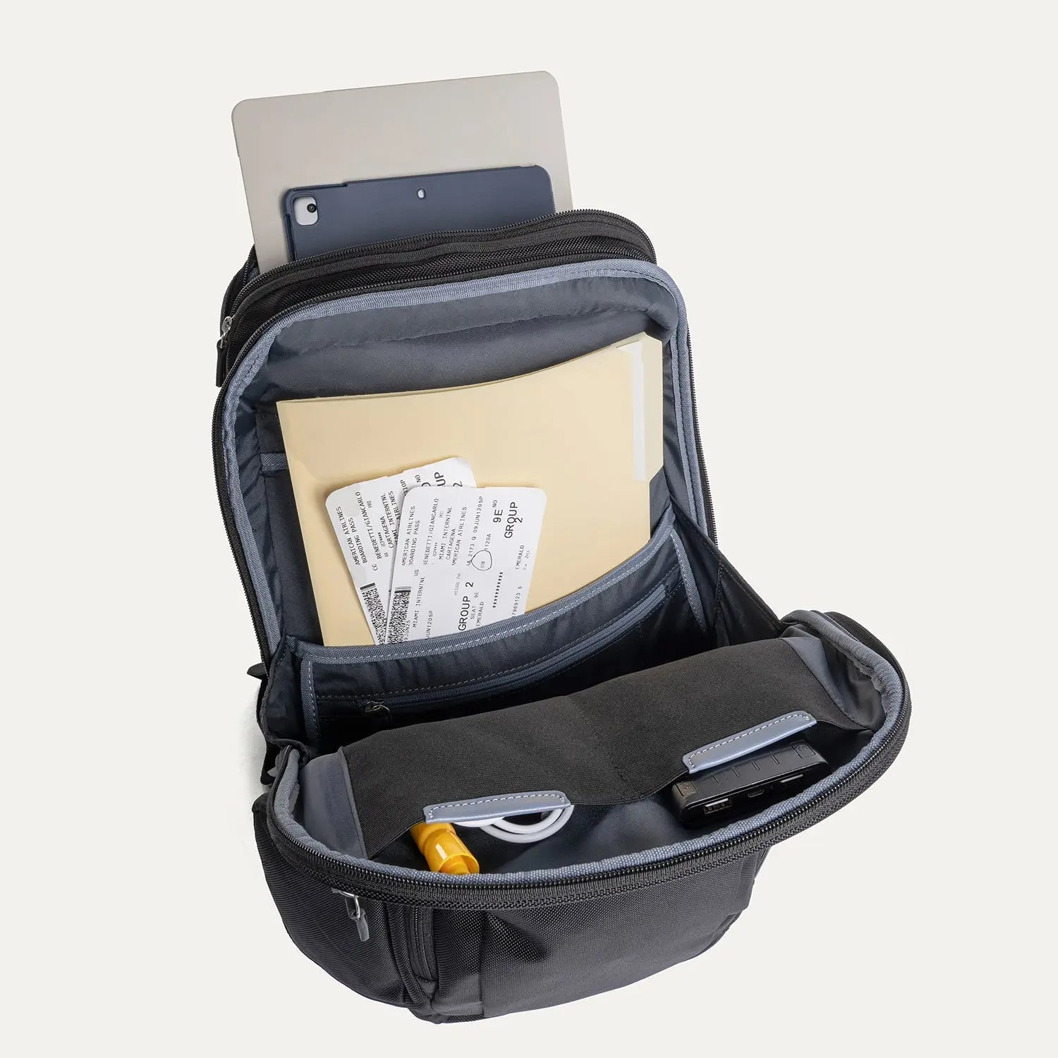 Travelpro Platinum Elite Business Laptop Backpack 27L in Vintage Grey - compartments