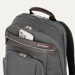 Travelpro Platinum Elite Business Laptop Backpack 27L in Vintage Grey - QuickSlip pocket