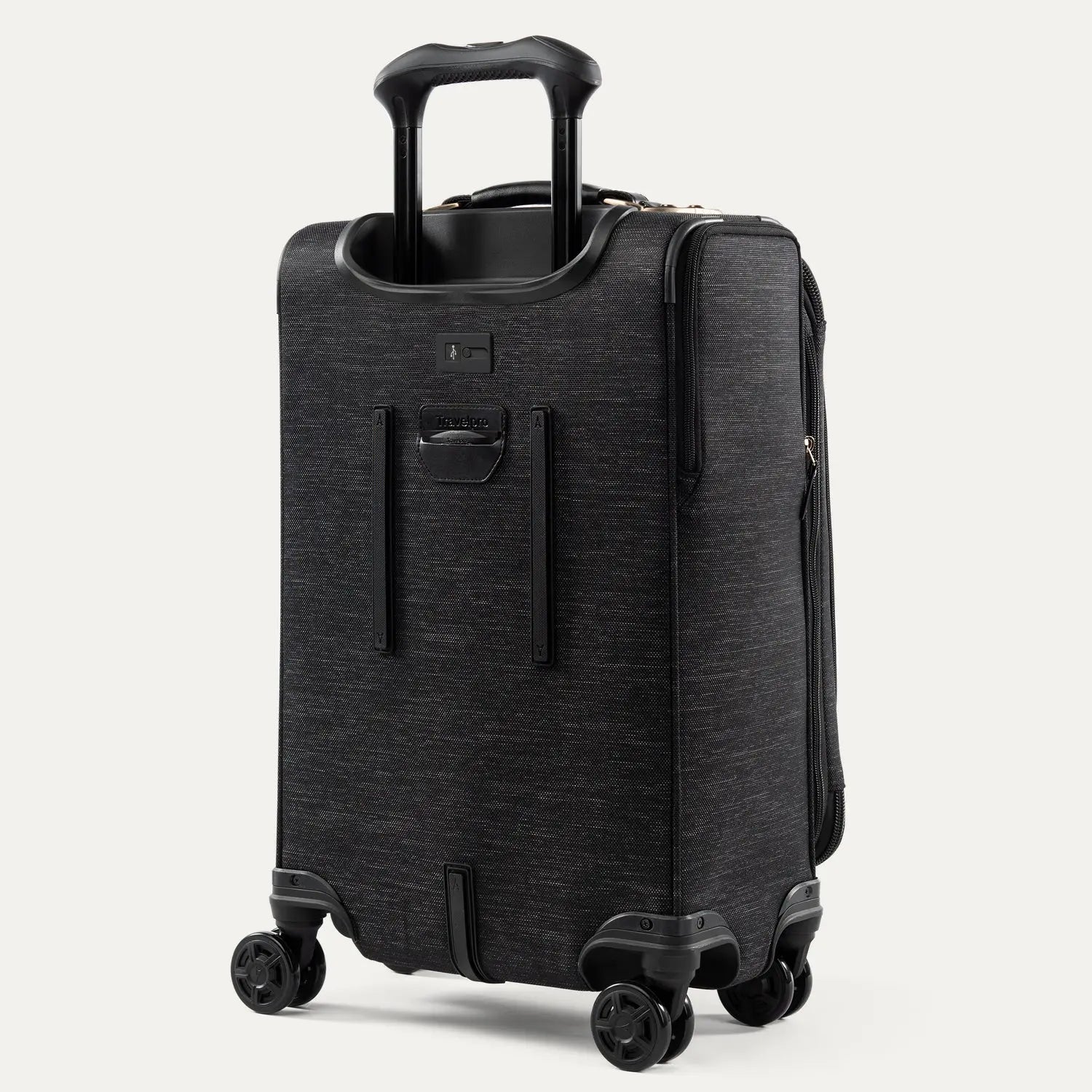 Travelpro Platinum Elite Carry-On Spinner in Intrigue Black - expanded interior