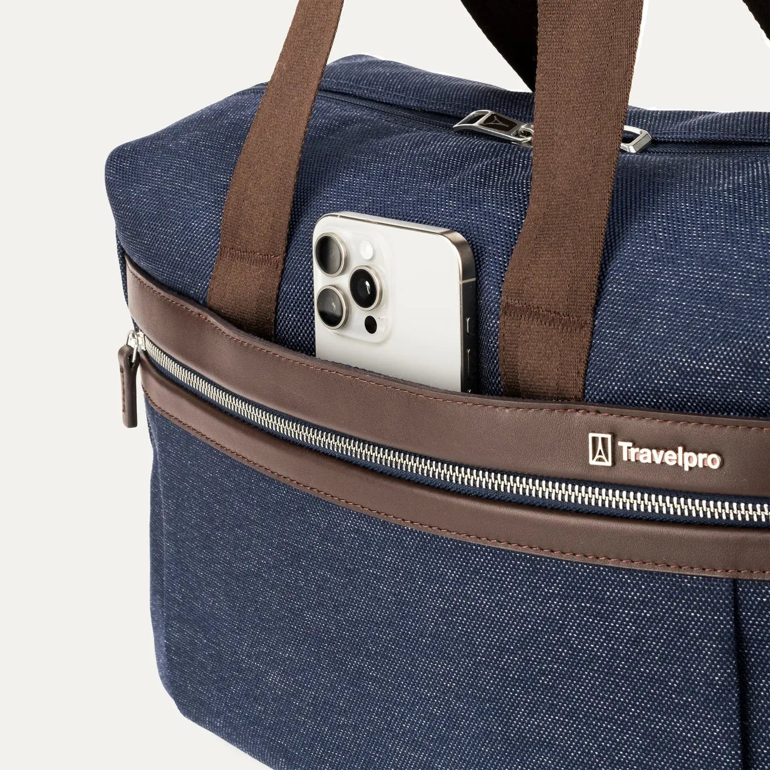 Travelpro Platinum Elite UnderSeat Tote in True Navy - QuickSlip front pocket