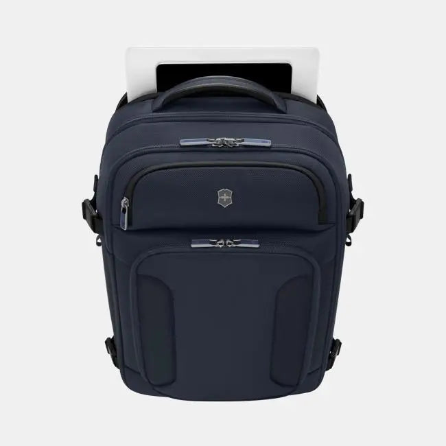 Victorinox Werks Traveler 7.0 Boarding Bag, Backpack with 15.6'' Laptop and 11'' Tablet Compartment, Navy Blue